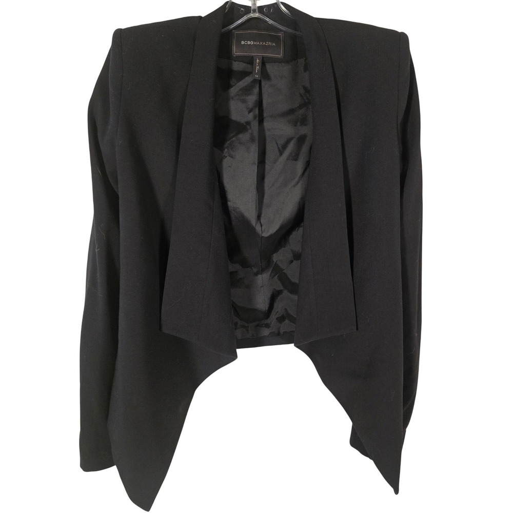 BCBGMaxAzria‎ Abree Black Waterfall Drape Collar Jacket XS